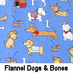 Flannel Dogs & Bones on Blue