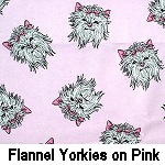 Flannel Yorkies on Pink