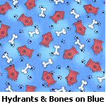 Hydrants & Bones on Blue