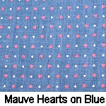 Mauve Hearts on Blue