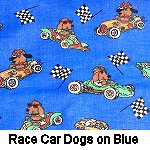 Race Car Dogs on Blue
