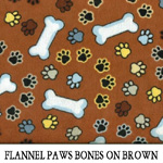 Flannel Paws Bones on Brown