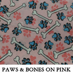 Paws and Bones on Pink..ONE Extra Large